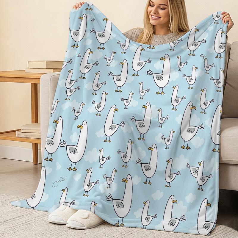 Non-Pilling Seagull Flannel Blanket Soft Warm Cozy Throw for New Moms, All Seasons Couch Nap, Christmas & Halloween Home Decor