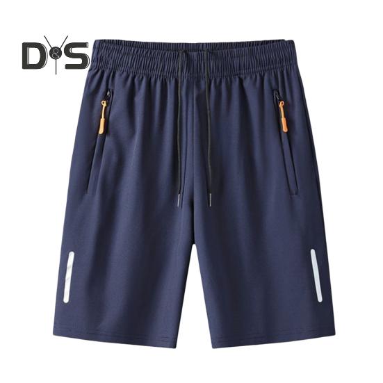 Pantaloni scurți pentru bărbați, cu talie elastică, cu talie mijlocie, cu șnur ajustabil, cu design ergonomic, pantaloni scurți casual din mătase de gheață, de culoare solidă