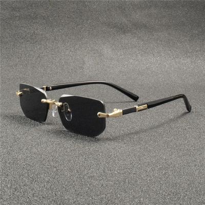 Rimless Sunglasses Rectangle Fashion Popular Women Men Shades Small Square Sun Glasses  For Female Male Summer Traveling Oculos