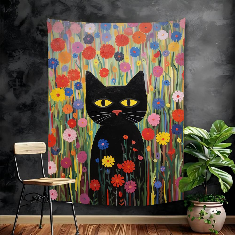 

Painting Of A Cat Printed Large Wall Tapestry Indian Buddha Wall Decoration Witchcraft Bohemian Hippie Decor Blanket 74x94cm(29x37in)