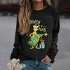 Women's Fashion Casual Long Sleeve Solid Color Christmas Printed Round Neck Top Sweatshirt