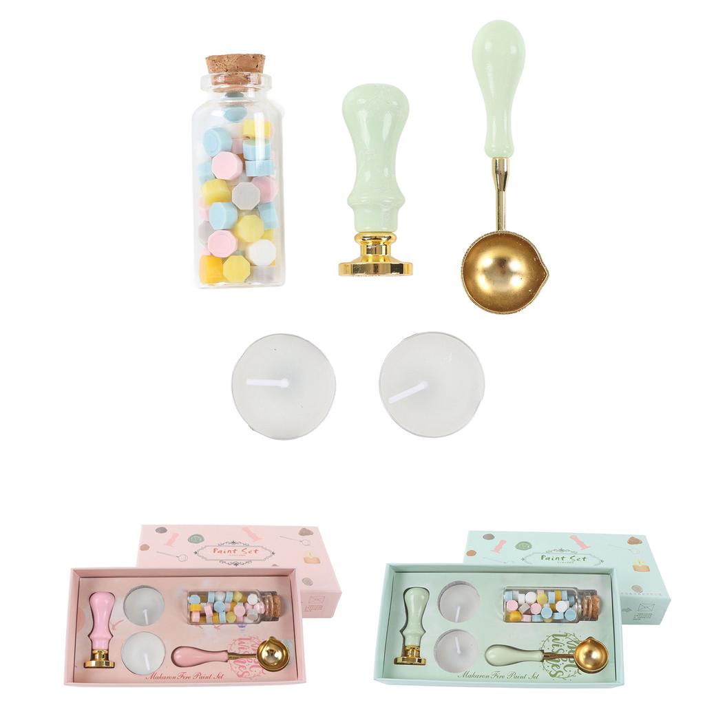 Wax Stamp Kit Retro Removable Handle Iris Pattern Wax Stamp Sealing Kit for Envelope Invitation