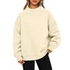 Ladies' Fashionable Loose High Neck Long Sleeved Solid Color Hoodie Top Pullover