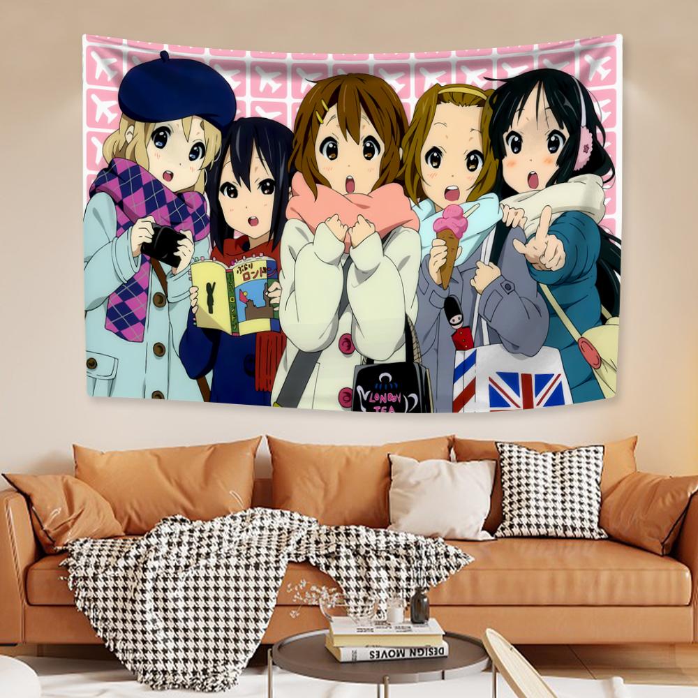 Japanese Anime Wall Hanging Tapestry Kawaii New K-ON! Cartoon Home Decoration Aesthetics Bedroom Dormitory Background