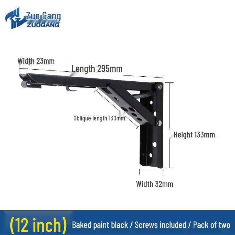 Stainless Steel Folding Triangle Bracket Wall Shelf Spring Rack F-Type Support.