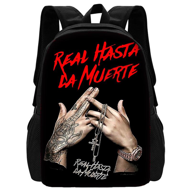 Fashion Hot Rapper Anuel AA Child School Backpack with Lunch Bags ,Pencil Bags ,School Bags for Boys Girls Best Gift