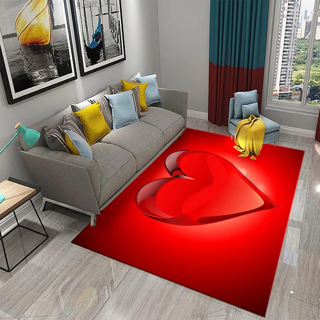 3D Colorful Heart Love Pattern Carpet Bathroom Anti Slip Floor Mat Carpet Rug Living Room Bedroom Entrance Doormat Decor Rugs