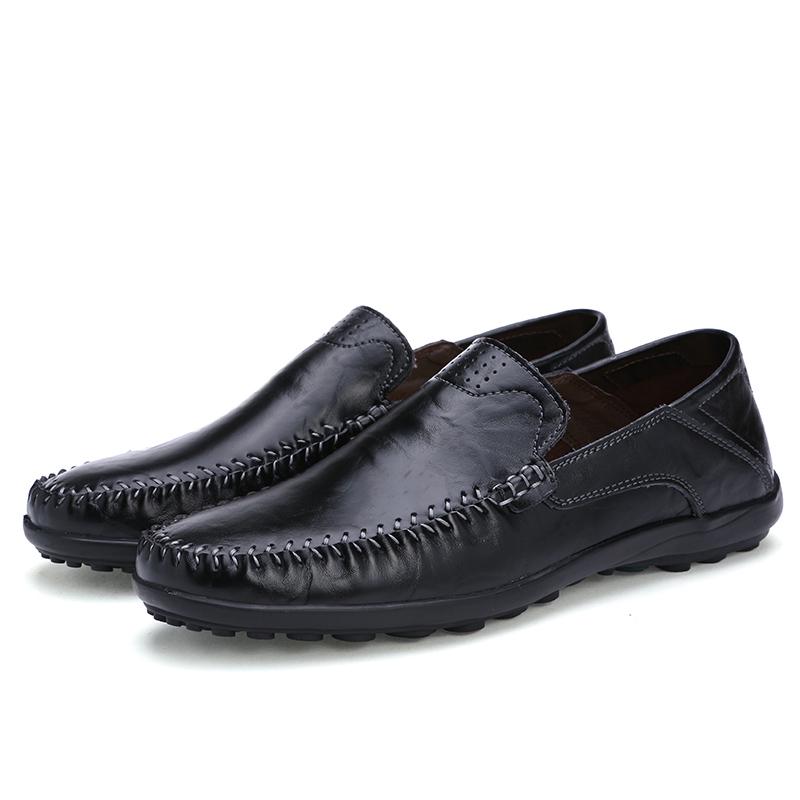 Zapatos de cuero genuino para hombre de gran tamaño con suela suave para conducir zapatos de cuero casuales