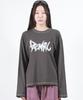 Deumakeu Graffiti Logo Text Boxy Long Sleeve - Charcoal
