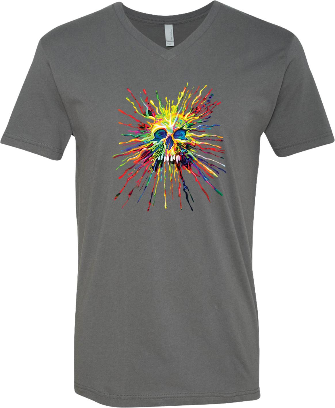 Buy Cool Shirts Splatter Skull V-Neck Shirt S разноцветный