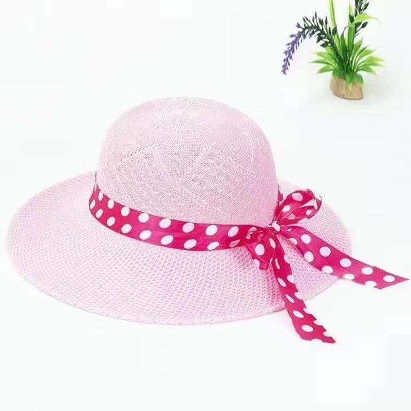 

New Arrival All-Matching Hat Sun Hat Summer Sun Hat Foldable Beach Bucket Hat Straw Hat Flower Bucket Hat Dot-leather powder One size