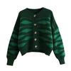 Cardigan Sweater 2023 Autumn Wave Stripe Sweater for Women Design Sense Knitted Cardigan Versatile and Lazy Sweater Female Coat