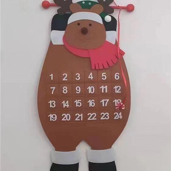 

In-Stock Felt Christmas Tree Countdown Calendar with Santa & Reindeer Pendants