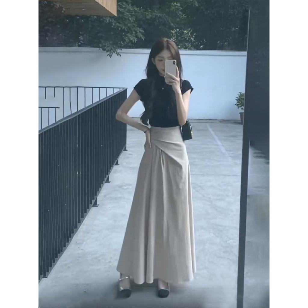 Summer a-word skirt women's small skirt new summer beautiful long skirt thin wear