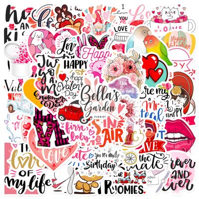 50 Valentine's Day Stickers LOVE Romantic Confession Suitcase Laptop Scooter Removable Stickers