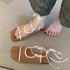 Niche Design Sandals Women's Shoes Retro Mesh Breathable Open-toe Strap Sandals