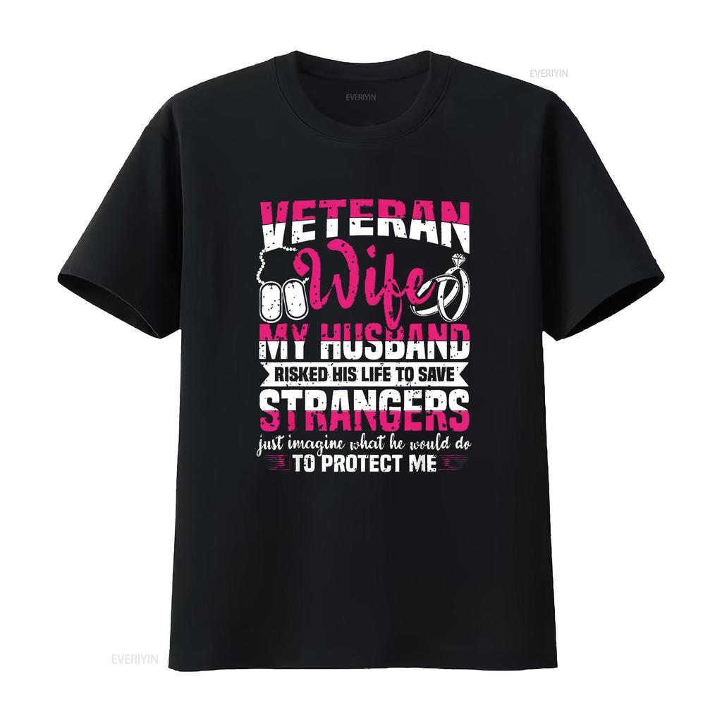Womens Veteran Wife Husband Soldier Saying For Military Women T Shirt Black 2XL Vintage Washed Soft Casual Stretched Graphic