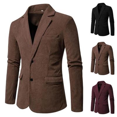 Men's Fashionable And Casual British High-quality Corduroy Single-breasted Solid Color Suit Jacket