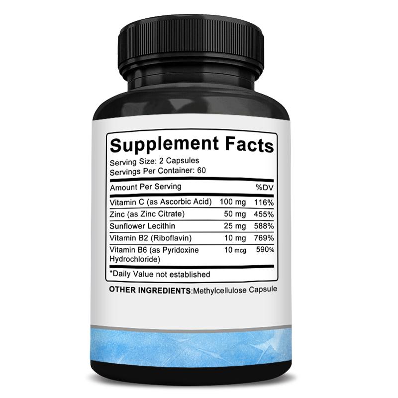 Zinc Vitamin C + B Complex Dietary Supplement, 120 Capsules Per Bottle