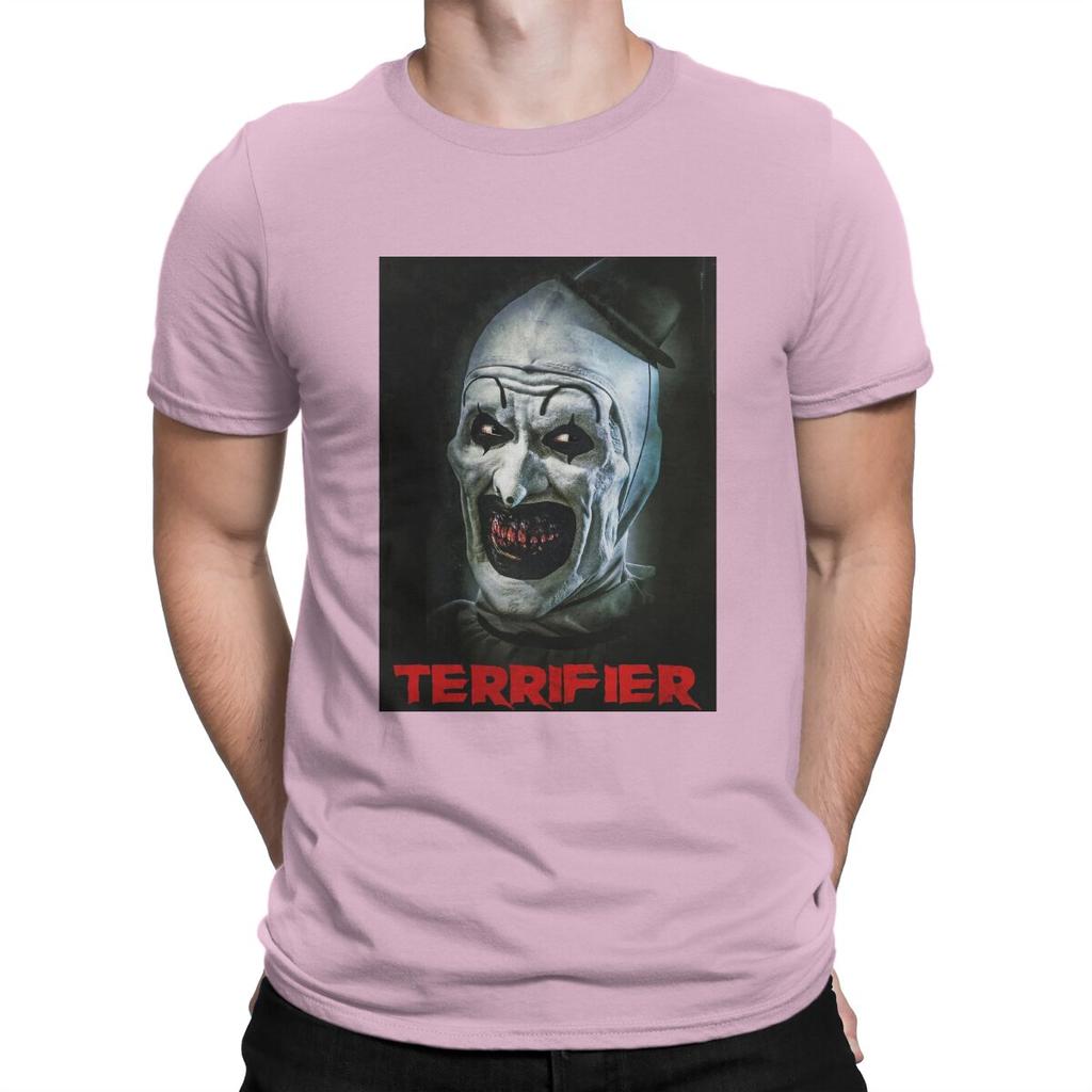 Novelty Terrifier Medium Horror T-Shirt for Men Round Collar Pure Cotton T Shirt Scary Horror Short Sleeve Tees Unique Clothes