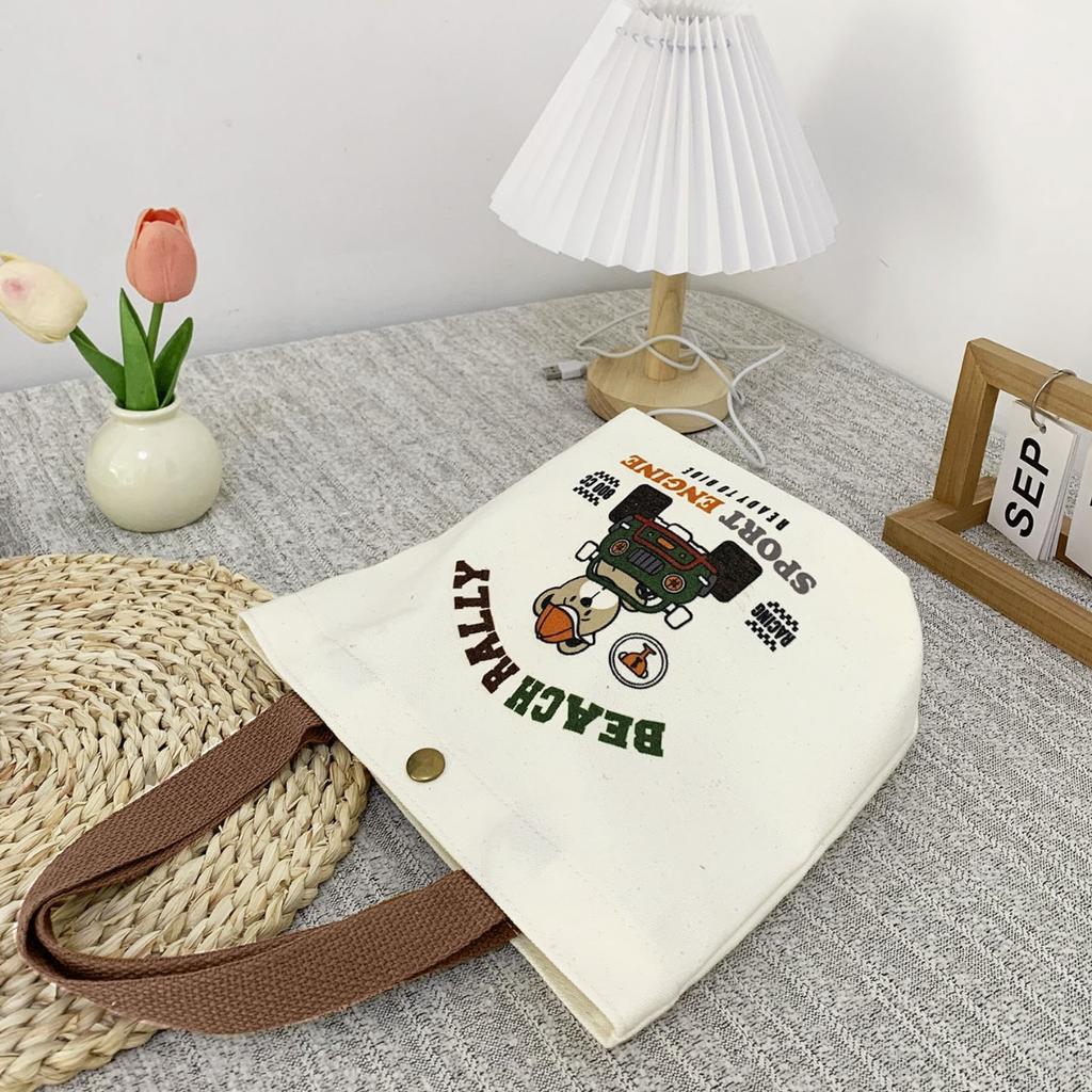New Bear Canvas Bag for Women's Work Students Handheld Bento Box Storage Gift Bag Sail Bag