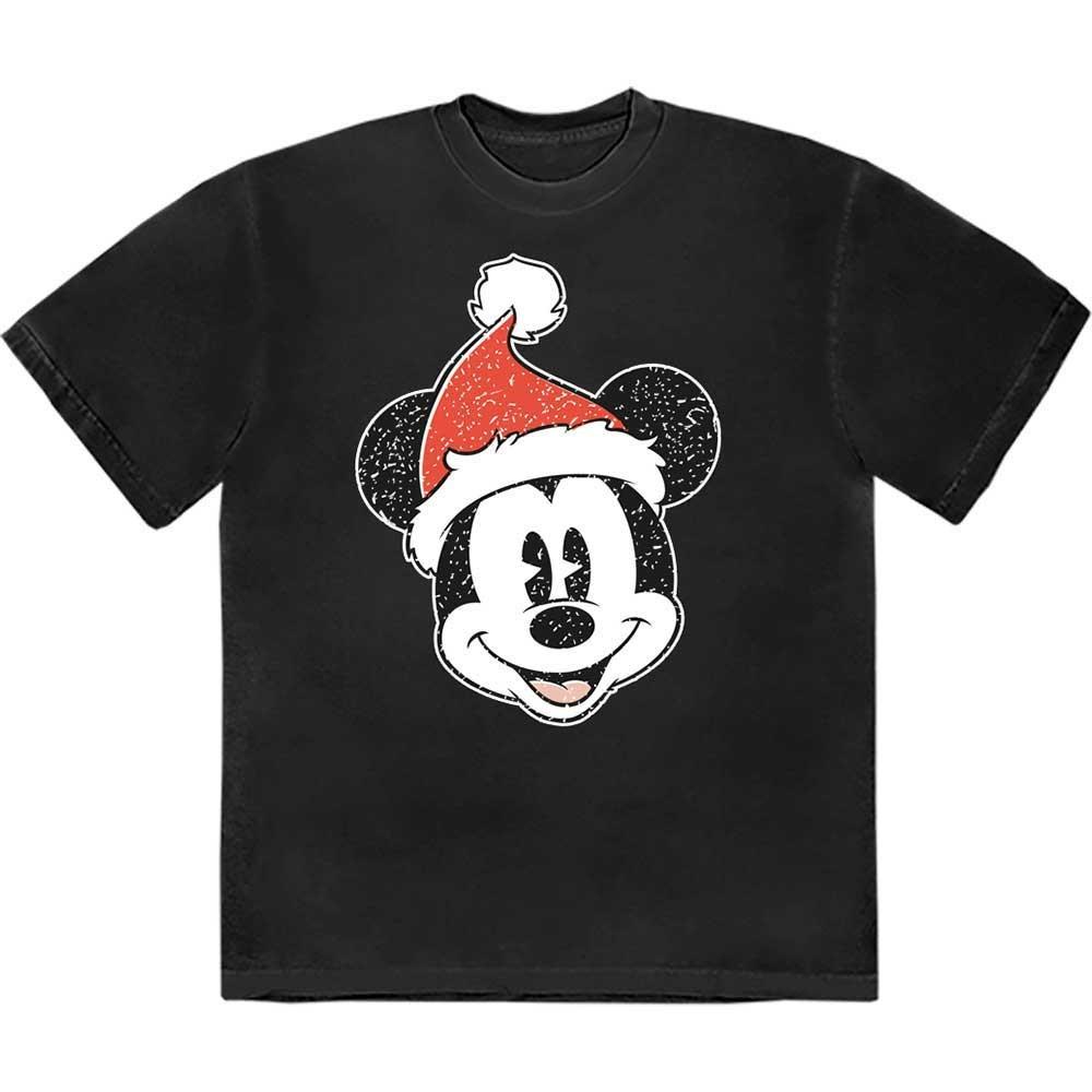 Disney Mickey Mouse Santa Hat T- Black New Unisex T-Shirt XXL