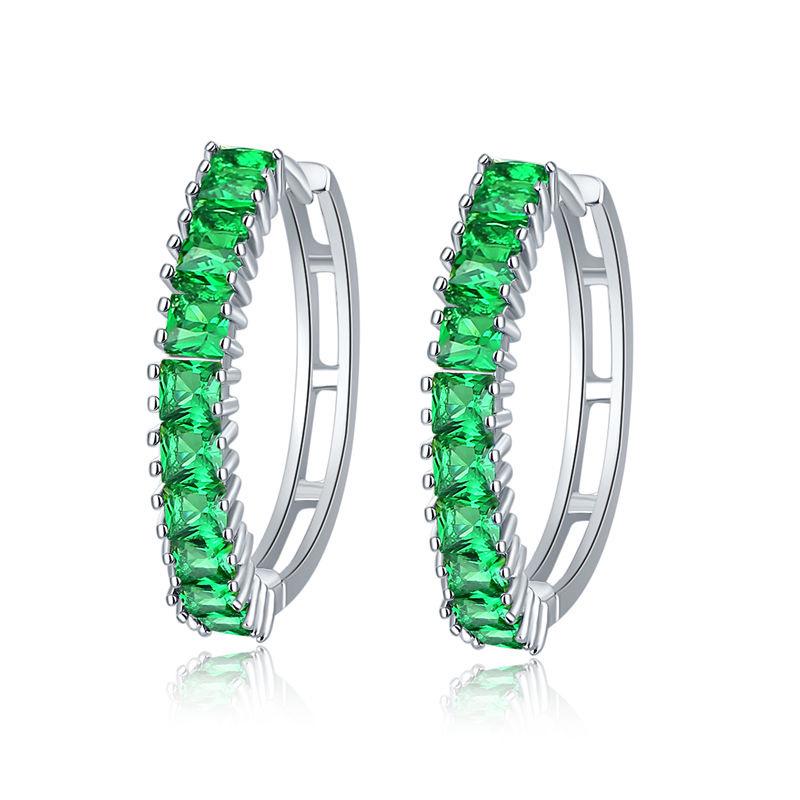 Women Fashion Simple Circle Hoop Earrings Fashion Crystal Metal Round Earrings