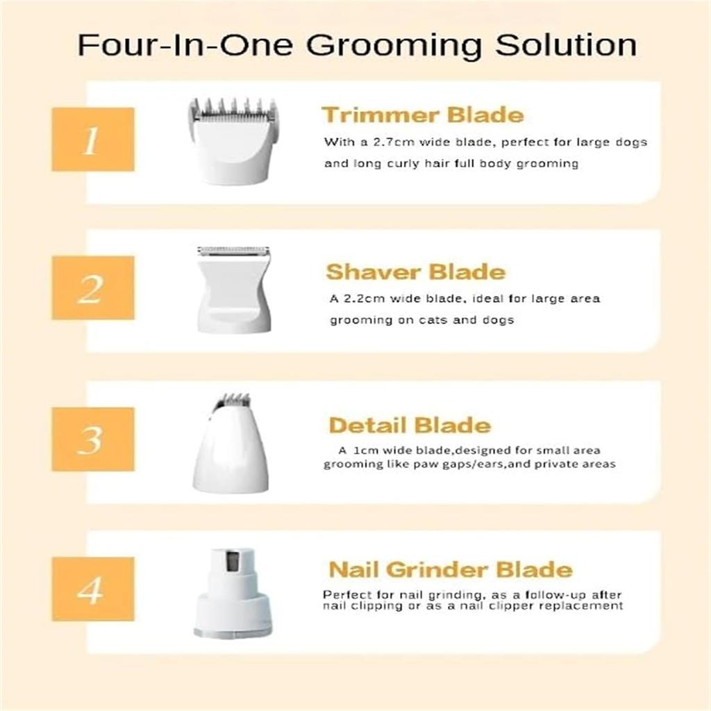 Zestaw do pielęgnacji zwierząt Lettuce Pets, Pet Pro z ceramicznymi ostrzami, Pet Pro 4 różne ostrza, Zestaw do pielęgnacji psów, Bezprzewodowy trymer elektryczny 4 w 1 do pielęgnacji łap,
