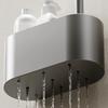 Aluminum Material Wall Mounted Toilet Brush Nail Free Installation Cleaning Toilet Brush  Restroom