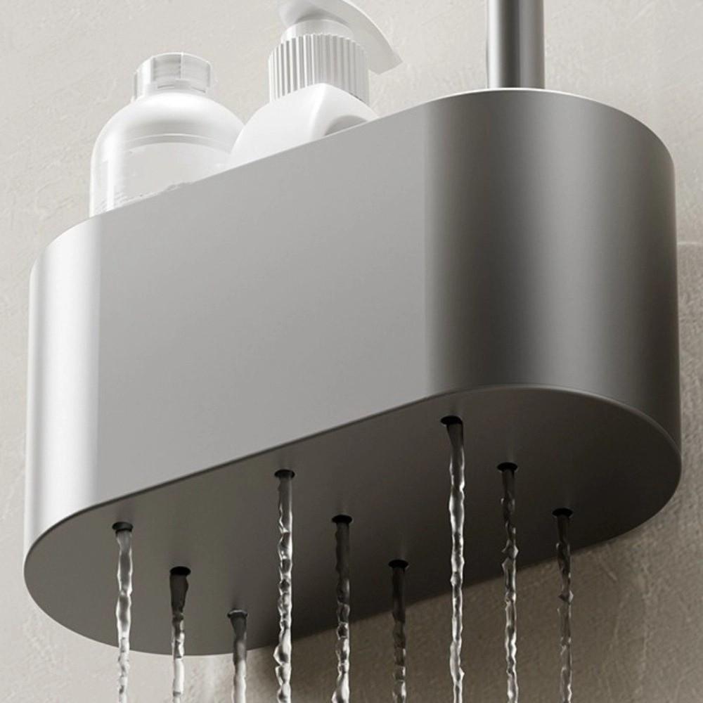 Aluminum Material Wall Mounted Toilet Brush Nail Free Installation Cleaning Toilet Brush  Restroom