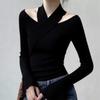 Winter High-end Sense, Light Luxury Fashion, Special Temperament, High-grade Black Neck-hanging Knitted Top for Women