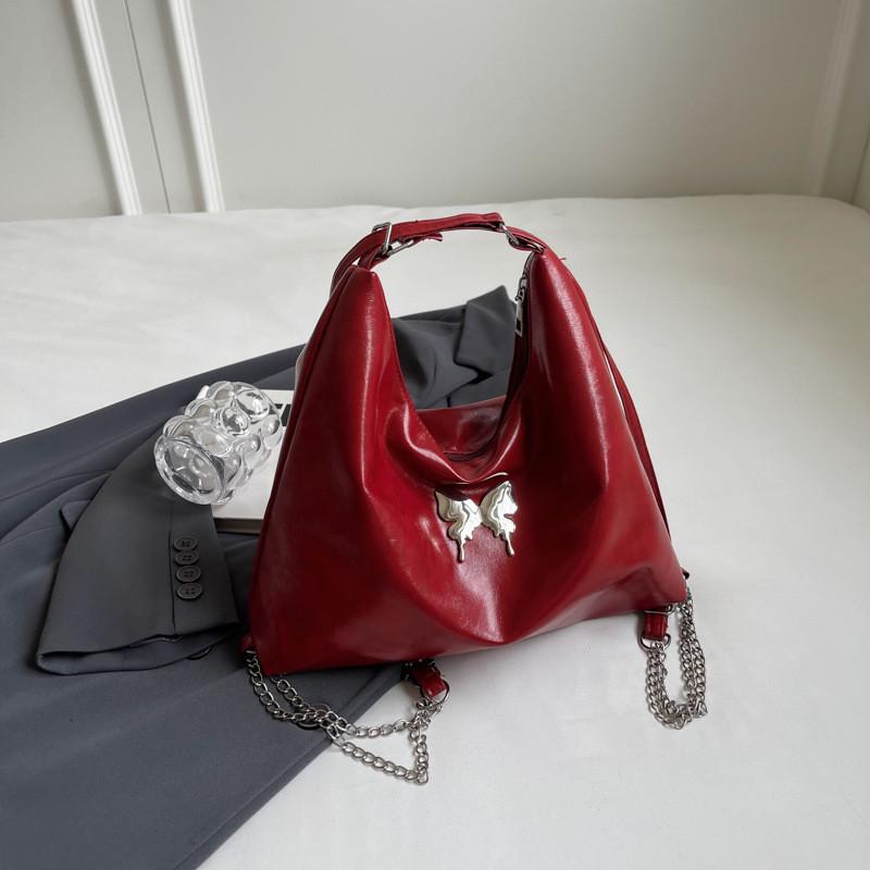 Fashionable 2024 Summer Casual Single Strap Shoulder Bag With Zipper Closure Without Pendant бордовый