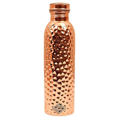Copper Hammered Design Water Bottle - 750 ML, Ayurvedic Health Benefits, Ideal for Home, Office, Gym, Travel, and Gifting, Pack of 1