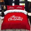 Christmas Polywster Duvet Cover Set King Queen Size Winter Red Santa Claus Gift Merry Christmas For Boys Girls Teens Bedding Set