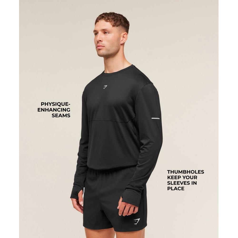 Gymshark Running Long Sleeve T shirT Black A3c8o Bb2j