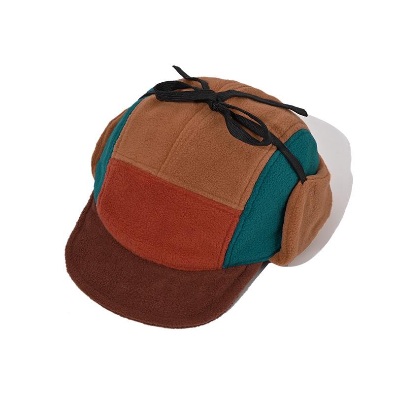 Winter Flat Brim Hat 100% Polyester Ushanka Hat with Ear Flaps Foldable Trapper Baseball Cap