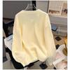 Round Neck Twist Knitted Sweater for Women in Autumn and Winter Design Red Sweater with Gold Ingot Embroidery