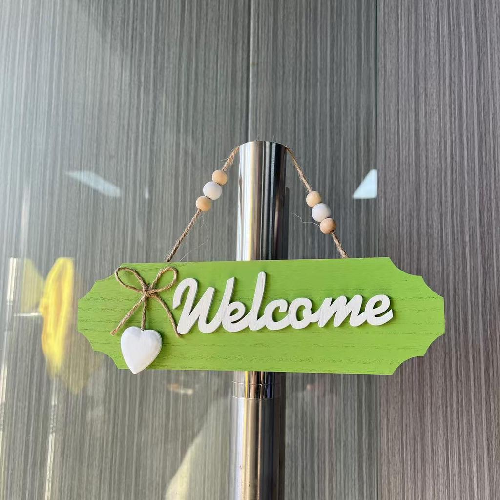 Nordic Wooden Welcome Door Sign with Bow - Entrance Home Decoration