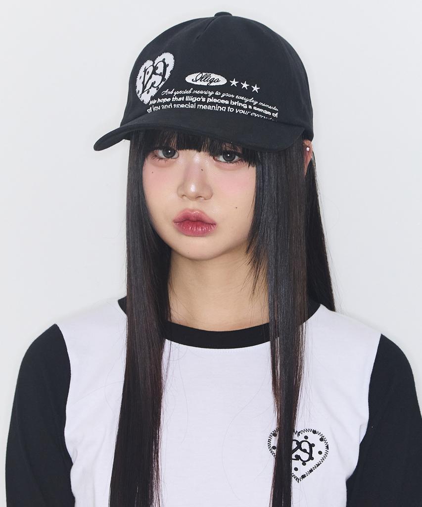 ILLIGO Heart Letter Ball Cap Black