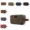 Korean Style Thick Casual Canvas Bag Solid Color Portable Coin Purse Unisex Storage Bag Makeup Bag