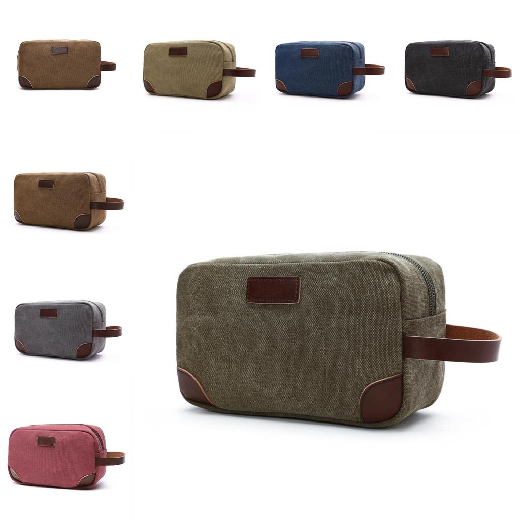 Korean Style Thick Casual Canvas Bag Solid Color Portable Coin Purse Unisex Storage Bag Makeup Bag