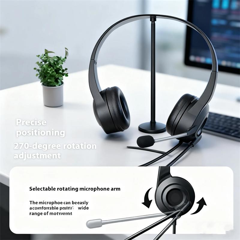 Lenovo E01 Wired Gaming Headphone W/ Rotatable HD Microphone Control Switch Learning Office Earphone Stereo Operator Headset for Online Class