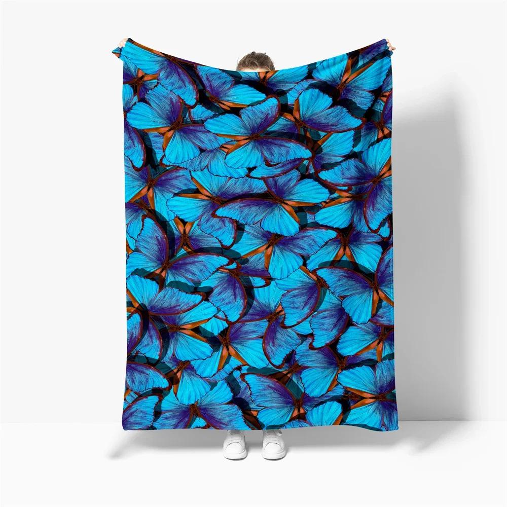 

Butterfly Flannel Throw Blanket Colourful Butterfly Red Blue Green Super Soft Warm Lightweight for Living Room Bed Couch Blanket 80x120cm