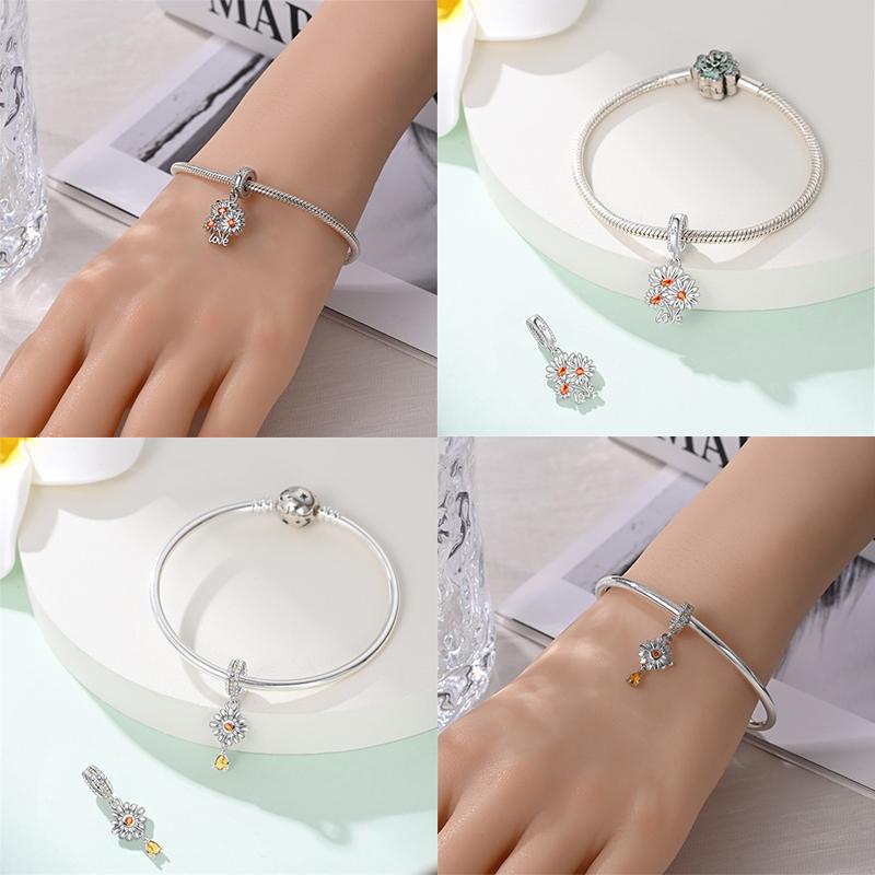 Charms Fit Pan Copper Elephant Squirrel Koala Sea Turtle Parent Child Series Sunflower Original Bracelets Diy Jewelry Gifts