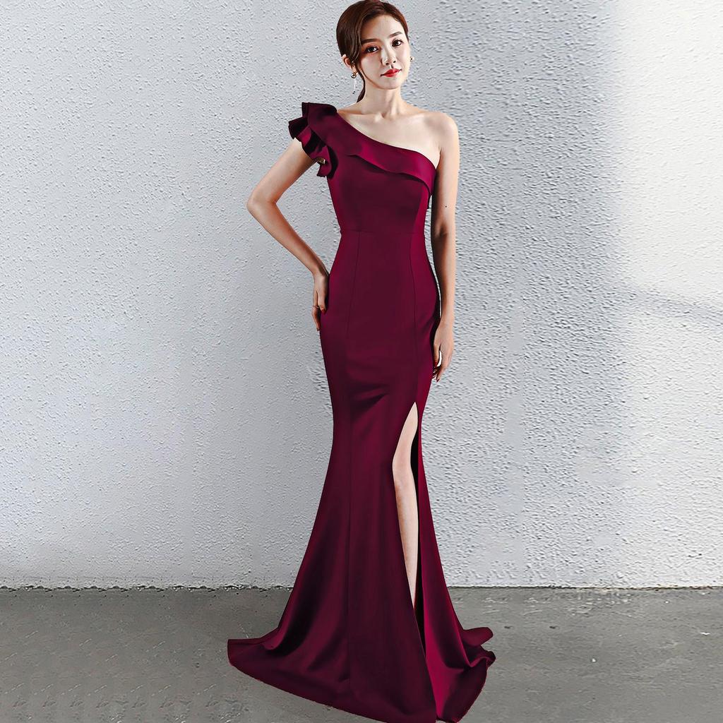 Elegantes Damen-Abendkleid mit asymmetrischem Ein-Schulter-Design - Sexy, figurbetont, Meerjungfrau-Schnitt für Events & Bankette