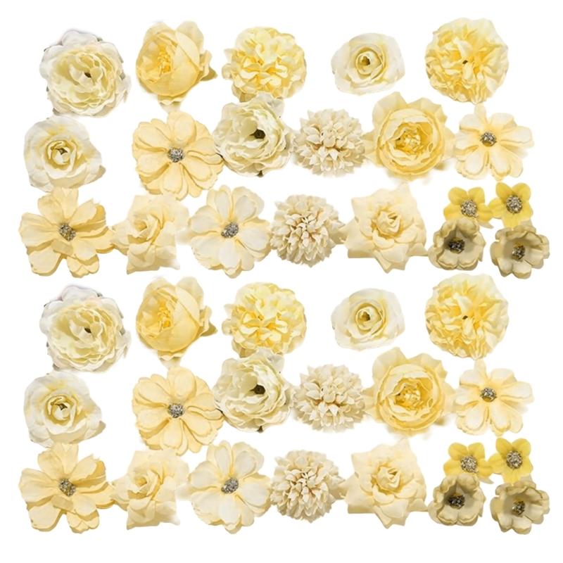 

Set of 40 Artificial Silk Flower Set for Wedding Bouquets Roses Peonies Dahlia Realistic Florals Table Centerpieces шампанського