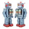 Rotating Robot Tin Toy, Interesting Electric Nostalgic Metal Tin Robot Toy for Kids and Adults (Blue)
