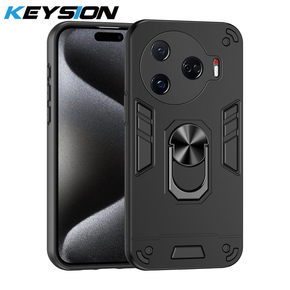 KEYSION Stoßfeste Armor-Hülle für TECNO Camon 30 4G 5G Silikon+PC Kameraschutz Ringständer Handyhülle für Camon 30 Pro 5G