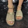 Women’s Rhinestone Slip-On Platform Birkenstyle Sandals, Handmade, Thick Sole, Beach and Casual Wear