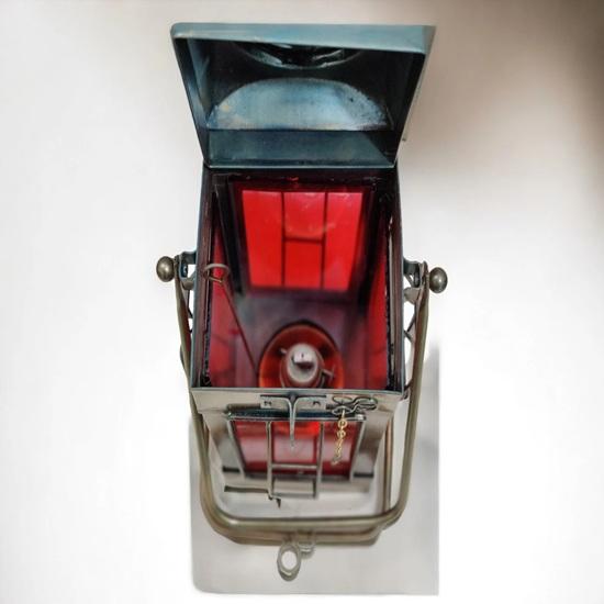 Brass Set of 2 Lantern Red, Green Glass Nautical Beach Lantern Decor Hanging Oil Lamp Ship Lantern 30.48 Cm